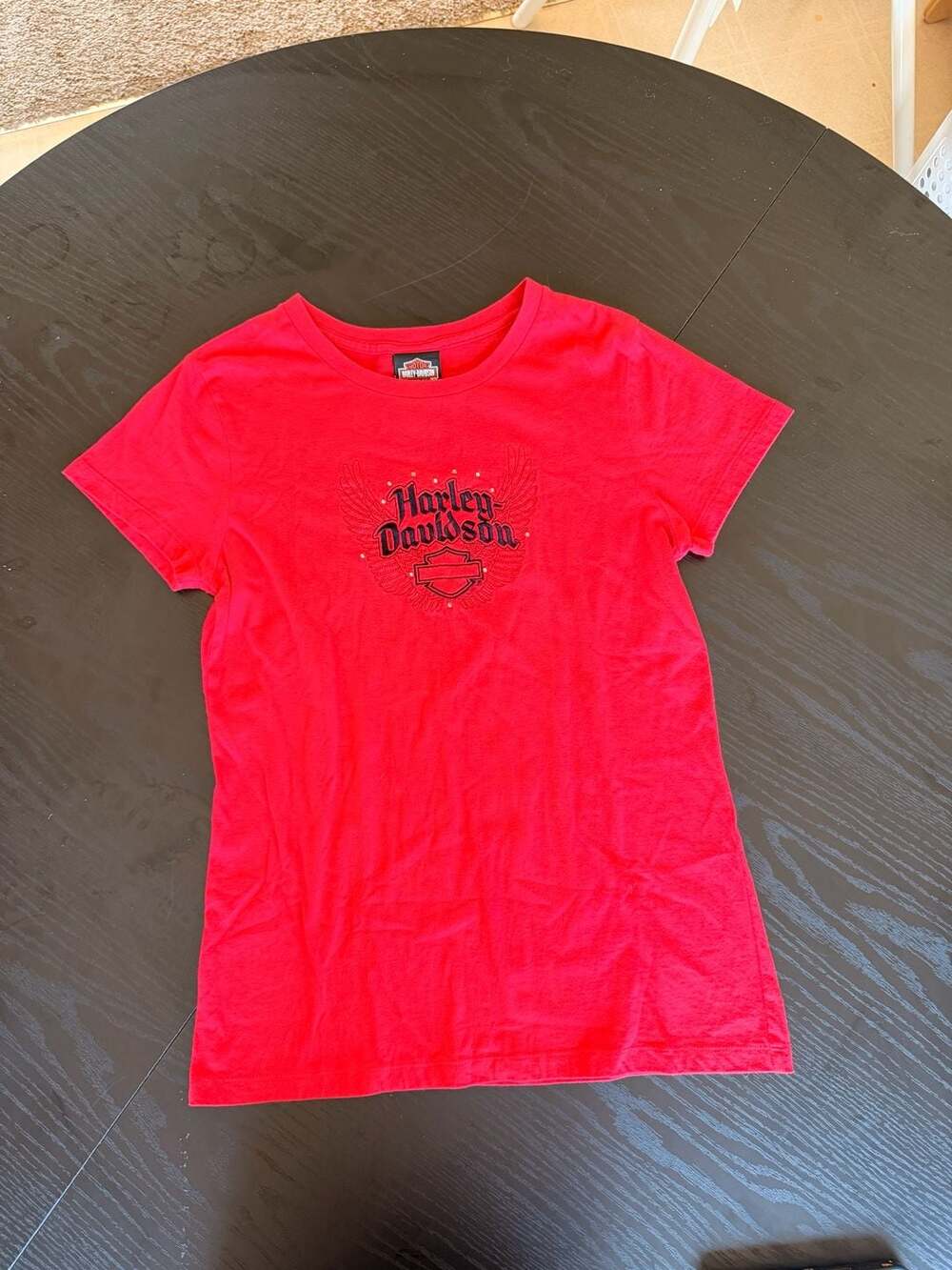 Harley-Davidson Orlando Red Rhinestone Wing Graphic T-Shirt Women’s M